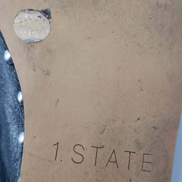 1. State Cadwyn women US 6 black leather silver studded zipped upper slides - Picture 3 of 11